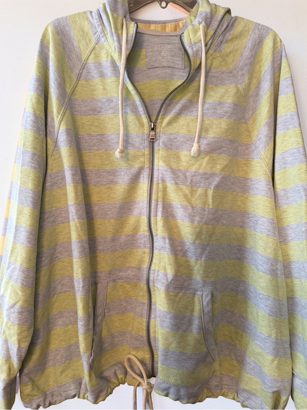 Sonoma Yellow and Gray Striped Zip-Up Hoodie Sweater